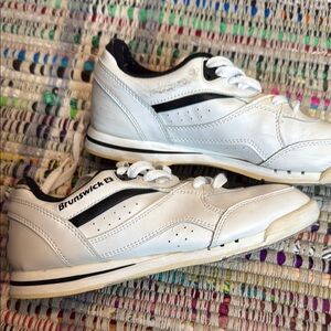 White and Black Low-Top Sneakers with Leather Upper